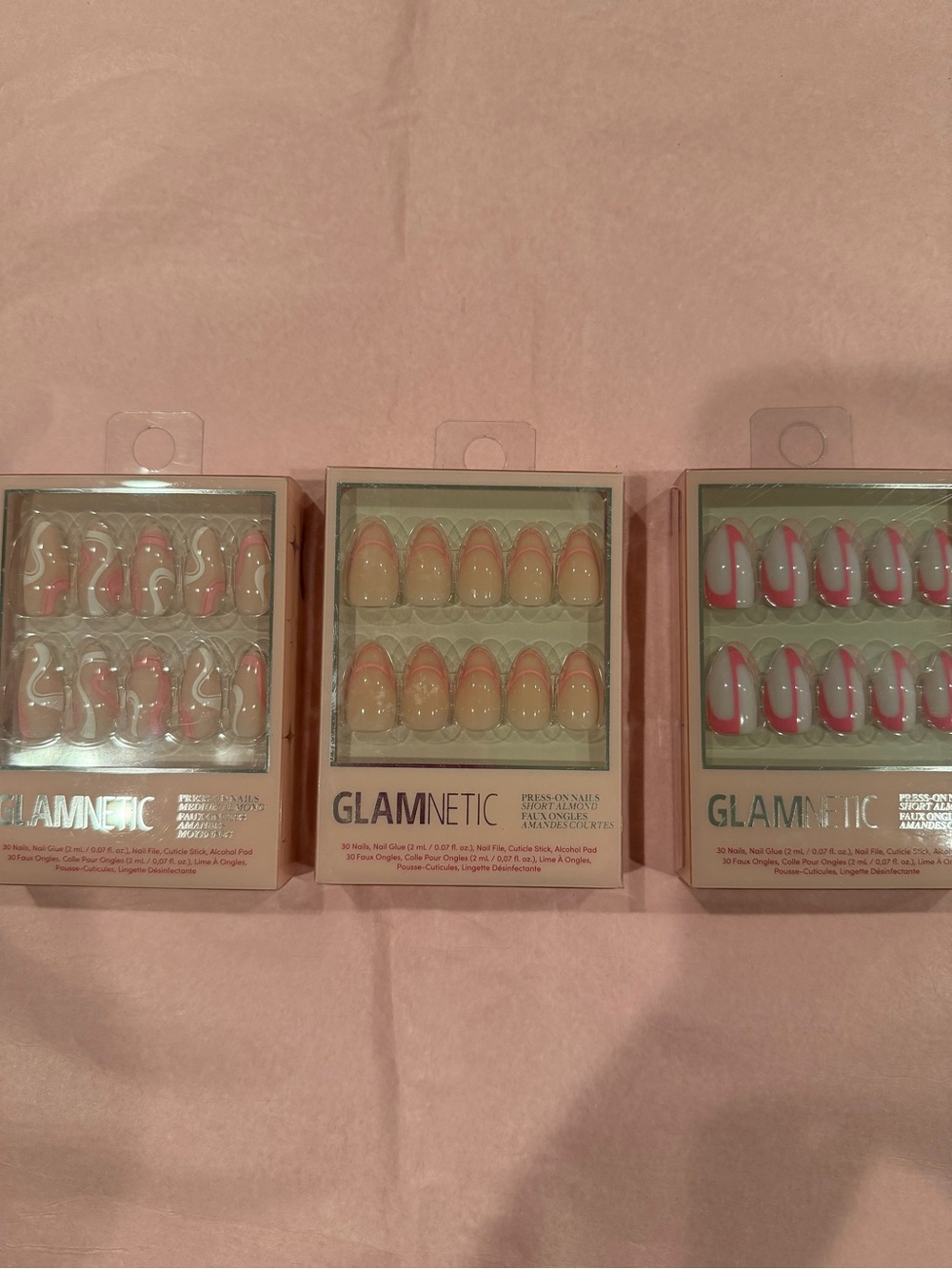 3 Glamnetic Pink Press-On Nails